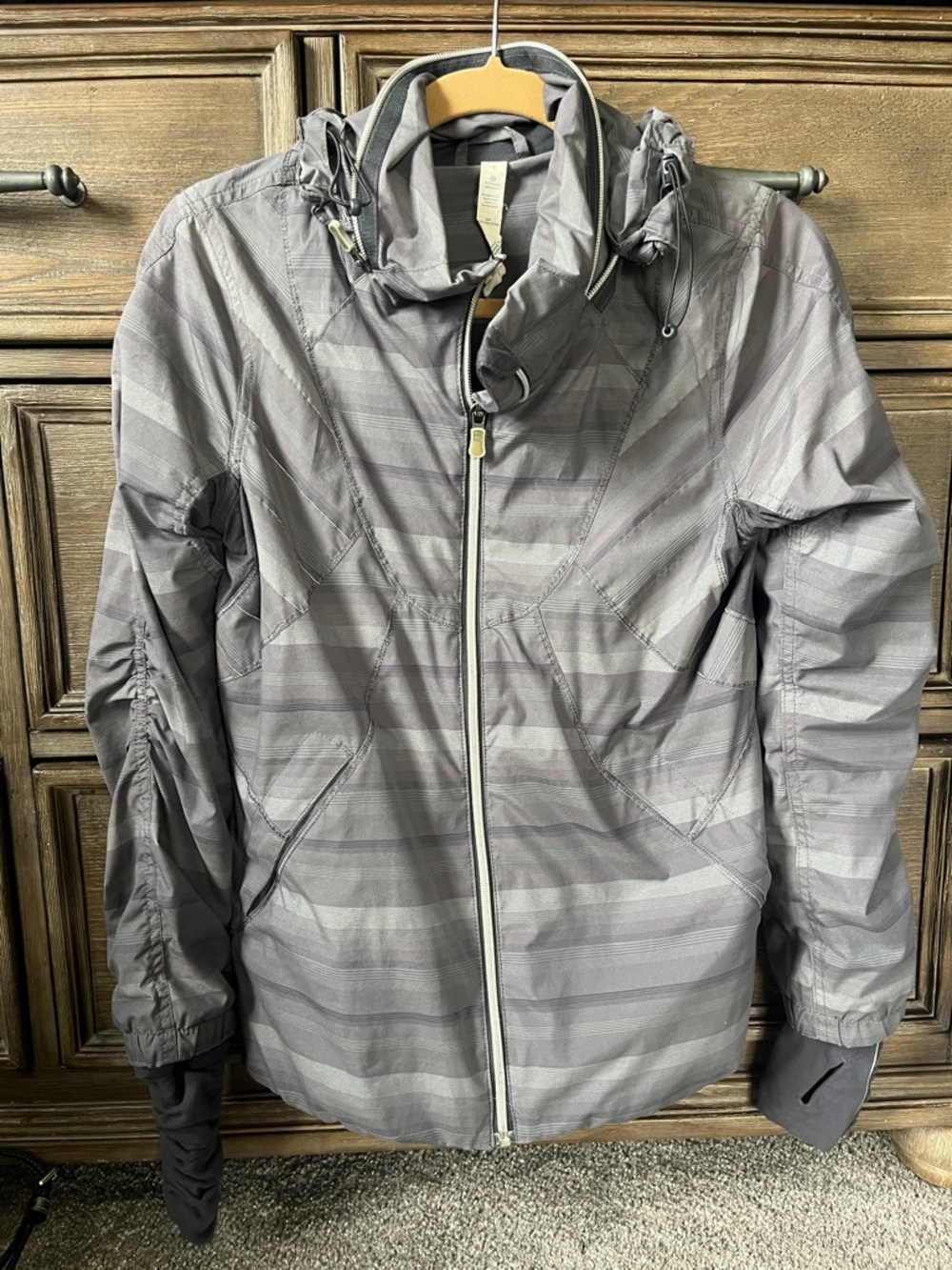 lululemon athletica Gray Striped Hooded Jacket
